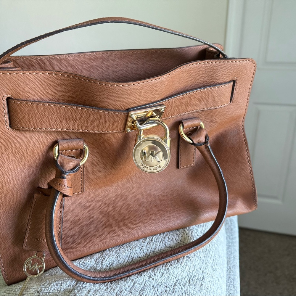Michael Kors Tan Satchel with Gold Hardware